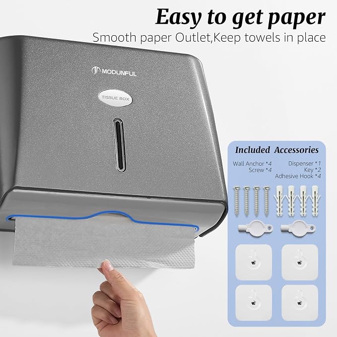 modunful Wall-Mounted Paper Towel Dispenser: Built-in Sample Towel – ABS Wall - Image 4