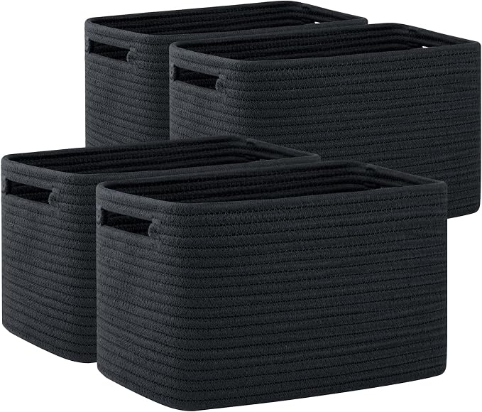 OIAHOMY 4 Pack Storage Baskets for Organizing 24L Cube Storage Bins Black by MasterofSpaceOptimization