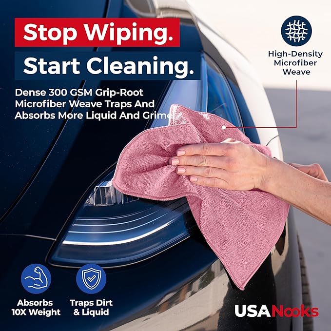 USANOOKS Microfiber Cleaning Cloth Light Pink - Image 5
