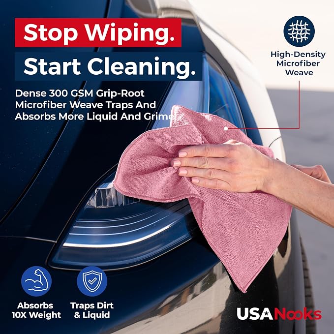 USANOOKS Microfiber Cleaning Cloth Light Pink - Image 6