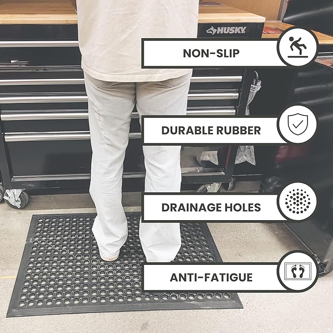 Envelor Anti Fatigue Mat 2 Pack Rubber Floor Mats Door Mat Non Slip Drainage Mat for Entryway, Kitchen, Restaurant, Garage, Heavy Duty Use Doormat, Commercial Floor Mat Industrial 24 x 36 Inches