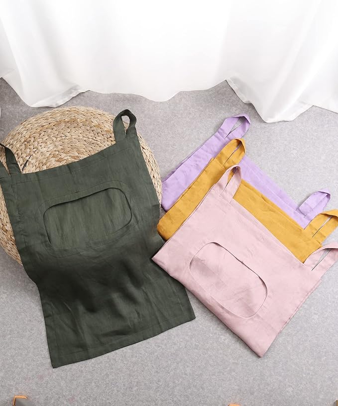 Amazhiyu 100% Linen Door Hanging Laundry Hamper Bag, 19x27 Inches Dusty Green - Image 5
