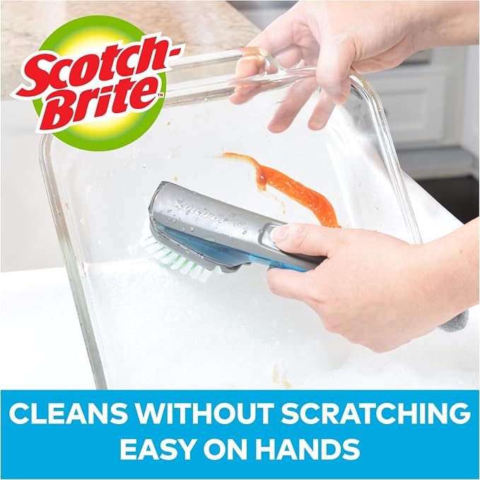 Scotch-Brite Non-Scratch Advanced Soap Control Dish Brush Refills, 3 Dish Scrub - Image 3