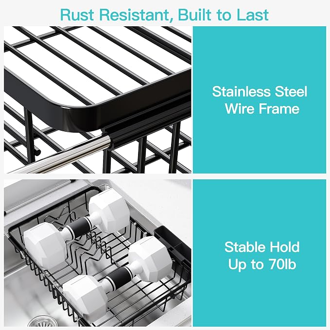 JASIWAY Black Dish Drying Rack Over the Sink - Image 5