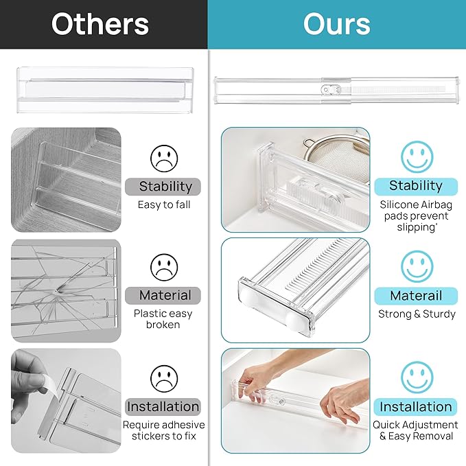 Vtopmart 2.36" Short Upgrade Drawer Dividers 12.8"-22.3" Expandable 4 Pack | - Image 9