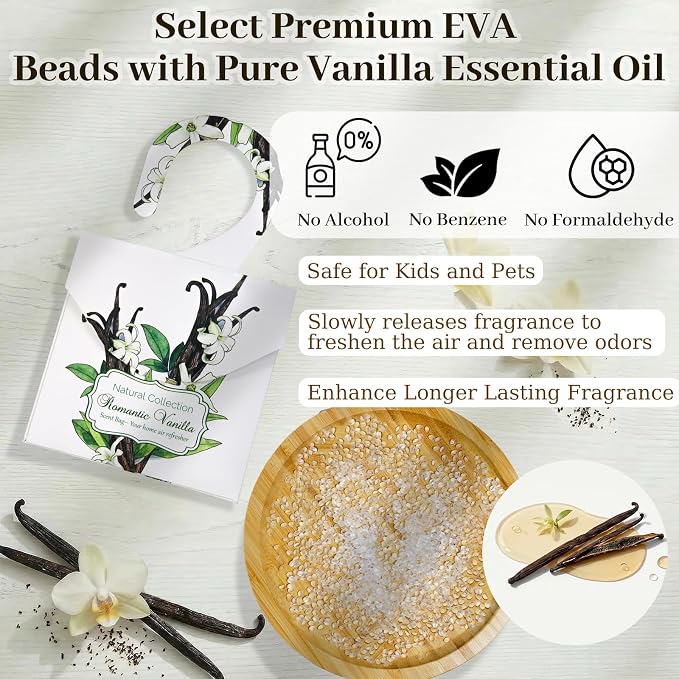 24 Pack Vanilla Sachets for Drawers and Closets, Natural Closet Freshener - Image 3