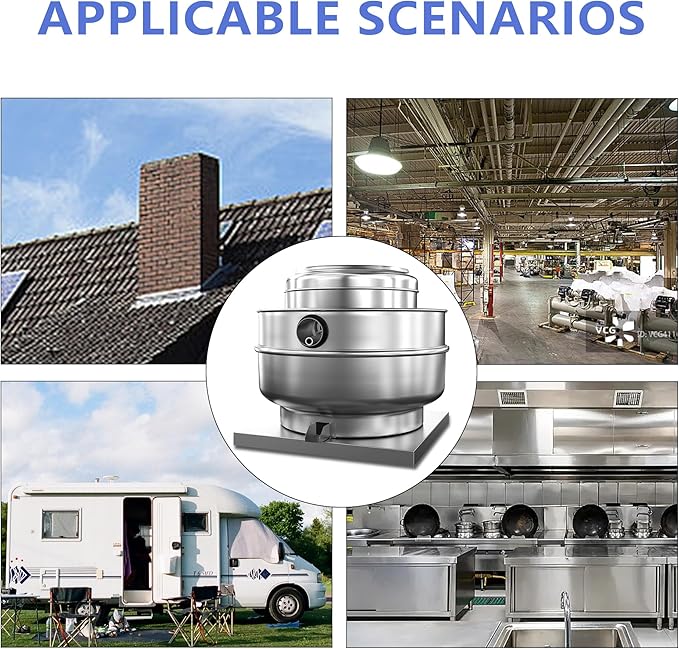 Restaurant Hood Grease Rated Exhaust Fan- Food Truck High Speed Direct Drive Centrifugal Upblast Exhaust Fan 1HP 110 Volt Single Phase Motor 3500 CFM