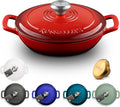 Signature Enameled Cast Iron Braiser, Non-Stick Serving Pot with Tight Fitting Lid for Perfect Roasting, Baking, Sauteing, Searing, and Pan Frying | 2.25Q (2.1L) - Red