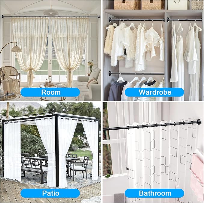 TEECK 2 Pack Shower Curtain Rod, 32-43 inch Adjustable Spring Tension Curtain - Image 8