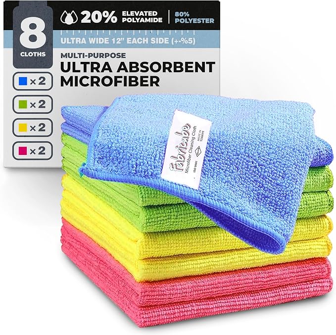Turkish Microfiber Cleaning Cloth of 4 Colors | 20% Polyamide by Fabricube