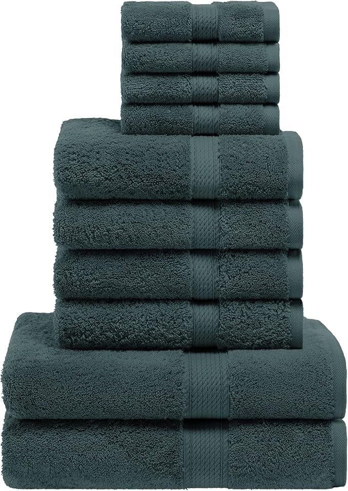 SUPERIOR Egyptian Cotton Ultra Plush & Absorbent, 10 Piece Set, Teal | Quick Dry by SUPERIOR