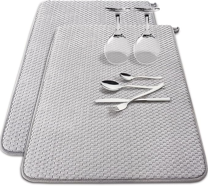 2 Pack Microfiber Dish Drying Mat, 24 x 17 inch, Super Absorbent, Drying Pad by Baaxxango