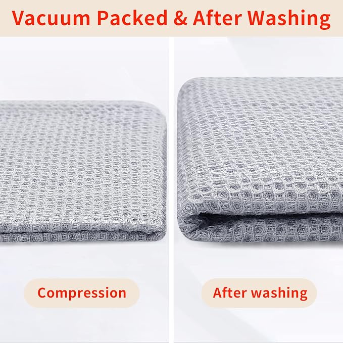 Homaxy 100% Cotton Waffle Weave Kitchen Dish Towels 4-Pack, Light Gray | 13 x - Image 7