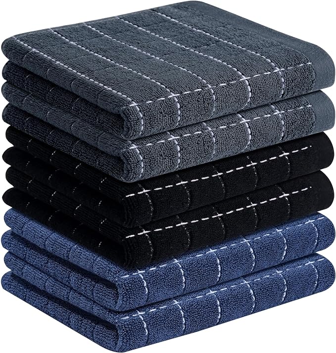 Homaxy 100% Cotton Terry Kitchen Towels, 6 Pack by Homaxy