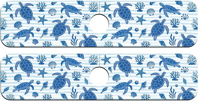 2 Pcs Kitchen Sink Splash Guard Faucet Mat Marine Elements Faucet Mat - Image 8