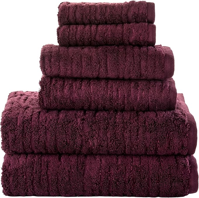 SKL Home CloudSoft Bath Towel Set, 100% Cotton Luxury, Bordeaux | 2 Bath towels by SKLHomebySaturdayKnightLtd
