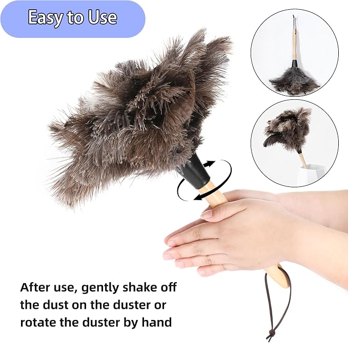 Soarer Ostrich Feather Duster for Cleaning, 14inch Handle | Fluffy Long - Image 5