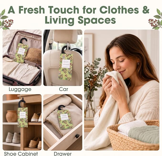 Large 12 Packs Sandalwood Hanging Scented Sachets Long-Lasting Closet - Image 3