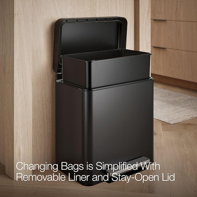 Kohler K-20942-BST 8 Gallon Compact Hands-Free Step Trash Can, Trash Can - Image 6