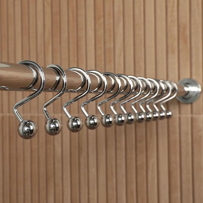 Luxury S Shower Curtain Hooks Hotel Quality Silver Chrome Finish | Bathroom - Image 6