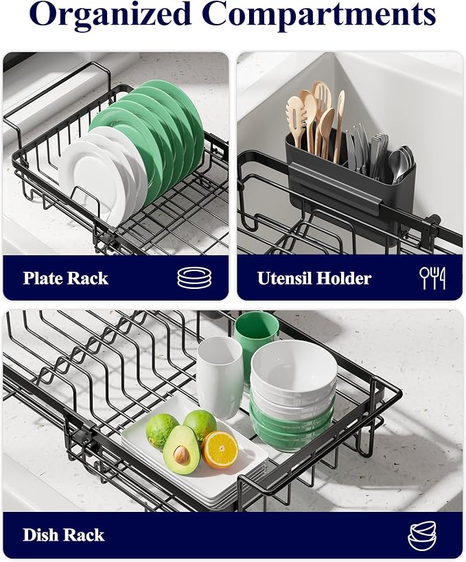 Kitsure Expandable in-Sink or Over-Sink Dish Drying Rack, Dish Drainer - Image 5