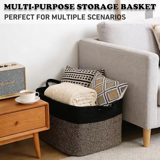 96L Laundry Basket with Handles, Extra Blanket Basket - Image 6
