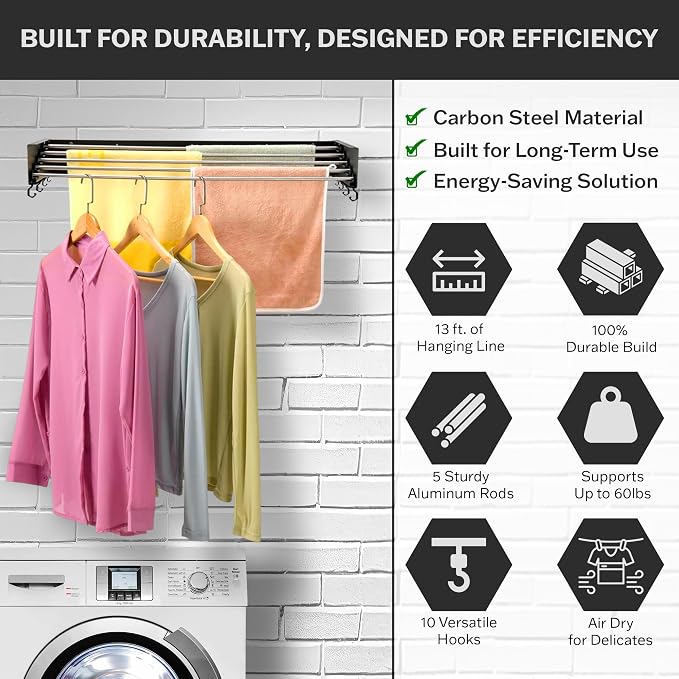 Foldable Wall Mounted Drying Rack - Image 3