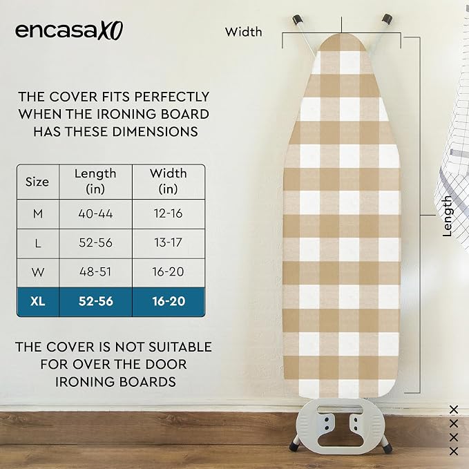 Encasa XO Ironing Board Cover and Pad, Thick Felt 54"x18" - Image 2