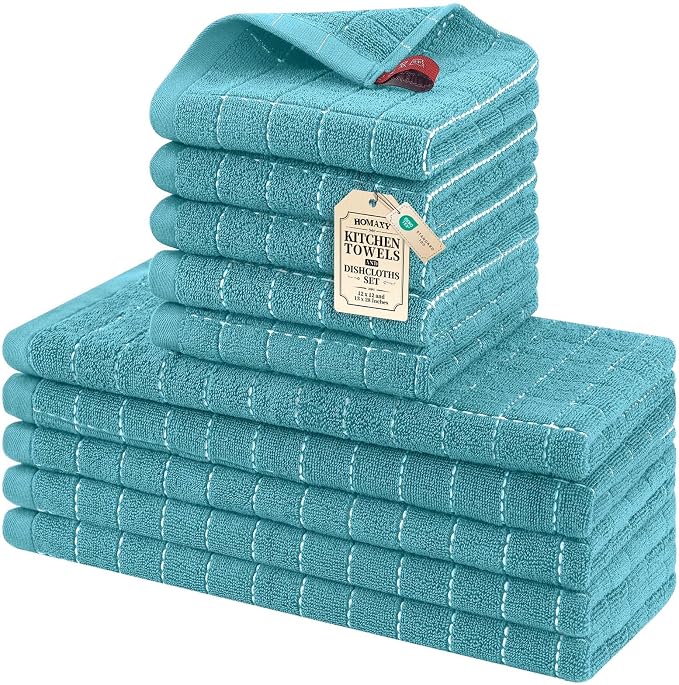 Homaxy Kitchen Towels and Dishcloths Set, Lake Blue by Homaxy
