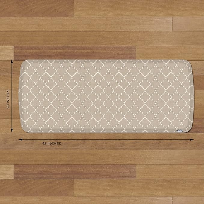 GelPro Elite Premier Anti-Fatigue Kitchen Comfort Floor Mat, 20x48”, Trellis Khaki Stain Resistant Surface with Therapeutic Gel and Energy-Return Foam for Health and Wellness