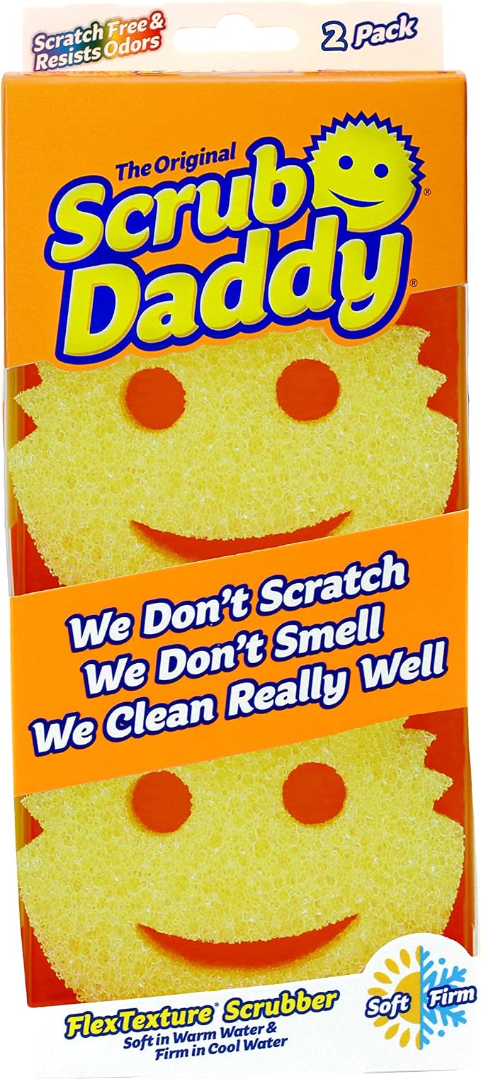 Scrub Daddy Original Dish Sponge Twin Pack, Smiley Face Sponges by ScrubDaddy