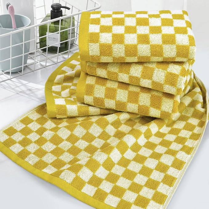 Jacquotha 4 Pcs Hand Towels for Bathroom Checkered - Image 7