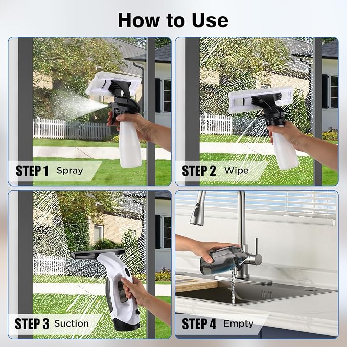 Window Vacuum Squeegee Cordless, 2000Pa Electric Window Cleaner Squeegee | - Image 7