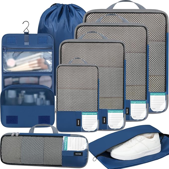 BAGAIL 4 Set/6 Set/8 Set Compression Packing Cubes Travel Accessories by BAGAIL