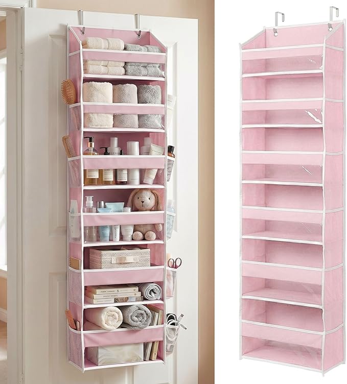HOMELUX THEORY Over the Door Organizer, 100D Fabric, Baby Pink 1pc by HomeluxTheory