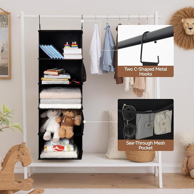 StorageWorks Hanging Closet Organizer, 5-Shelf Hanging Shelves - Image 5