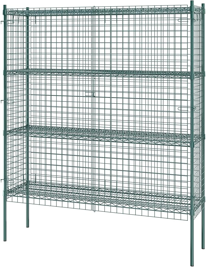Commercial Grade NSF Listed Metal Wire Mesh Storage Green Epoxy Security Cage Kit 18" x 60" x 74", Perfect for Warehouse, Walk-In Refrigerator, Freezer, Grocery Store, Restaurant