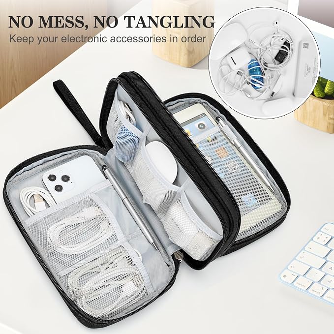 FYY Electronic Organizer, Travel Tech Pouch Bag, Waterproof, Double Layers - Image 5