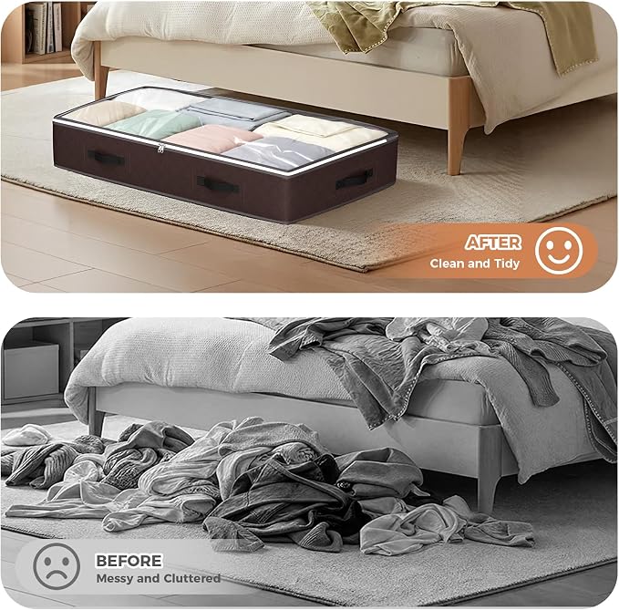 6 Pack 95L Under bed Storage Containers Brown | Underbed Storage Bags - Image 7