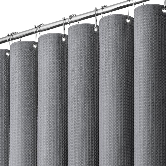Dynamene Stall Waffle Shower Curtain 256 GSM Heavy Fabric 60x72 Grey/Gray by Dynamene