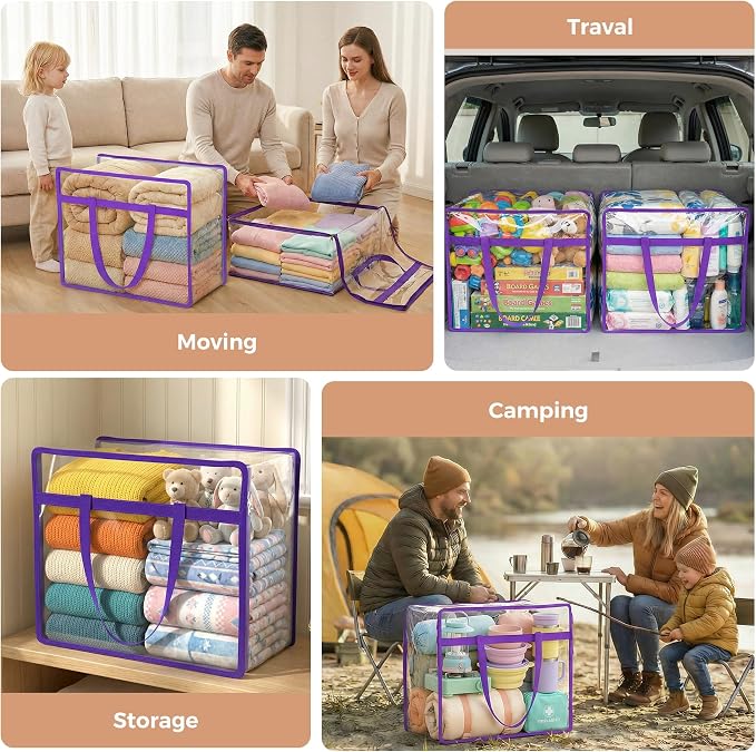 4 Pack Clear Storage Bags for Clothes, 45L Closet Organizers and Storage | - Image 6