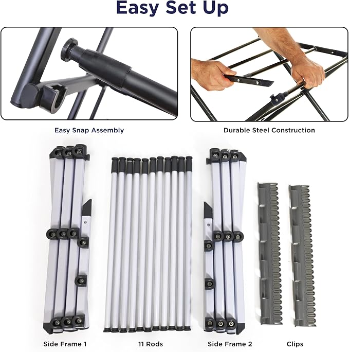 BLACK+DECKER Space Saving 3-Tier Expandable Clothes Drying Rack, Foldable - Image 4