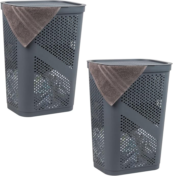 Mind Reader 60L Slim Laundry Hamper, Clothes Basket, Ventilated by MindReader