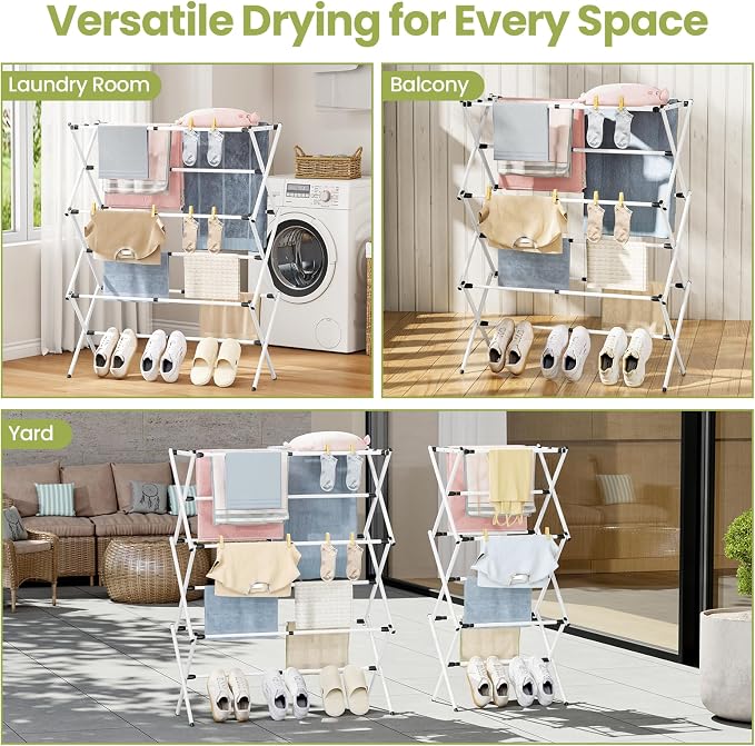 Oversized Clothes Drying Rack, 45.28" H × 14.57" D | Foldable & Extendable - Image 7