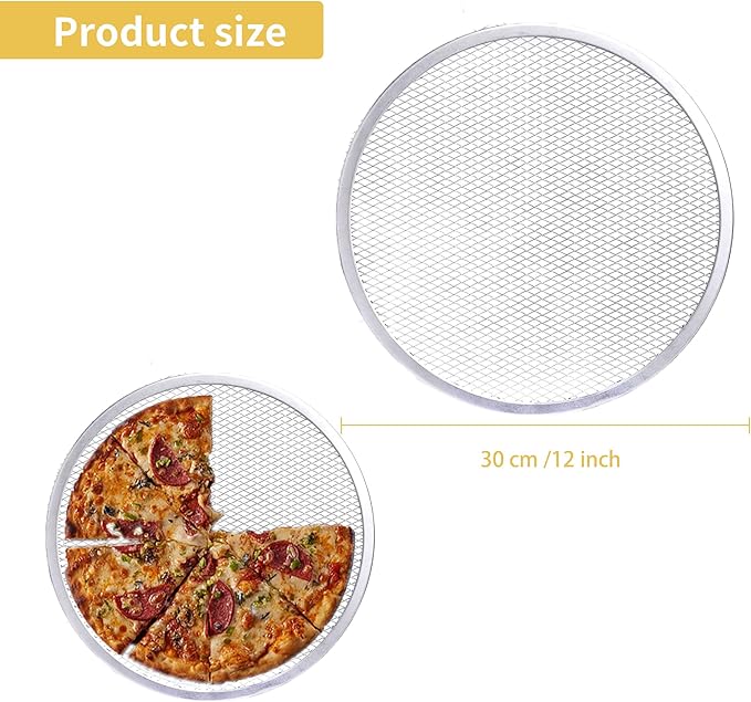 2 Pack 12-Inch Pizza Screen,Aluminum Pizza Baking Screen, Seamless