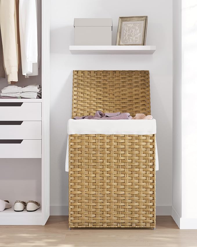 SONGMICS Laundry Hamper with Lid, 23.8 Gal Synthetic Rattan - Image 9