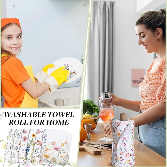 Reusable Kitchen Cloths Cotton Towel, 36 Pack, Wildflowers - Image 6