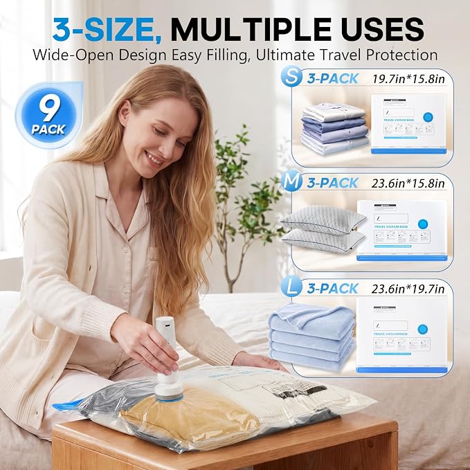 Blue Vacuum Storage Bags for Travel - Image 2