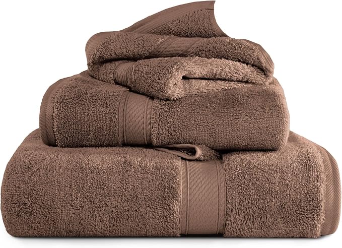 Superior Egyptian Cotton Ultra Plush & Absorbent, 3 Piece Set, Chocolate | by SUPERIOR