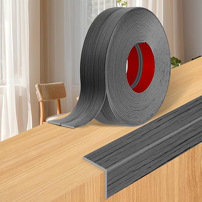 Wall Corner Protector Moulding Trim Peel and Stick Wall Corner Guards Trim Flexible Self Adhesive Edge Protector Moulding, 0.8 in x40 Ft, Deep Gray Wood
